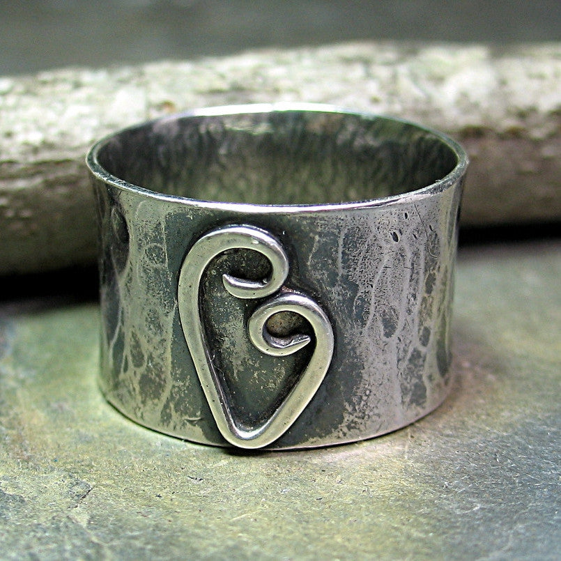 Heart Ring Sterling Silver Wide Band - Sweetheart – Lavender