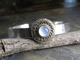 Sterling Silver Cuff with Blue Chalecedony  - Blue Mist