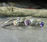 French Lavender - Sterling Silver Stacking Ring set with Amethyst and Moonstone