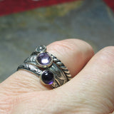 French Lavender - Sterling Silver Stacking Ring set with Amethyst and Moonstone