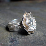 Rose Ring in Sterling Silver with Moissanite - Winter Rose