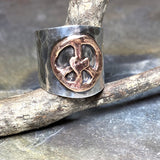 Hippie Peace and Love Wide Band Ring - Peace Out