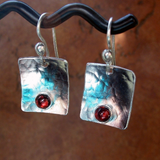Sterling silver and garnet dangle earrings - Petite Berries