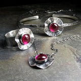 Sterling Silver Poppy Ring with lab-created Ruby - Poppy Fields