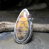Australian Dendritic Honey Opal ring - Song of the Outback