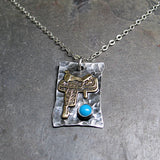 Cowgirl Jewelry Western Saddle Pendant with Turquoise - Ready to Ride