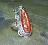 Sterling silver and Sunstone artisan ring - Fire Dance - SOLD