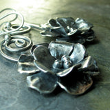 Sterling Silver Rose Earrings - Old World Rose