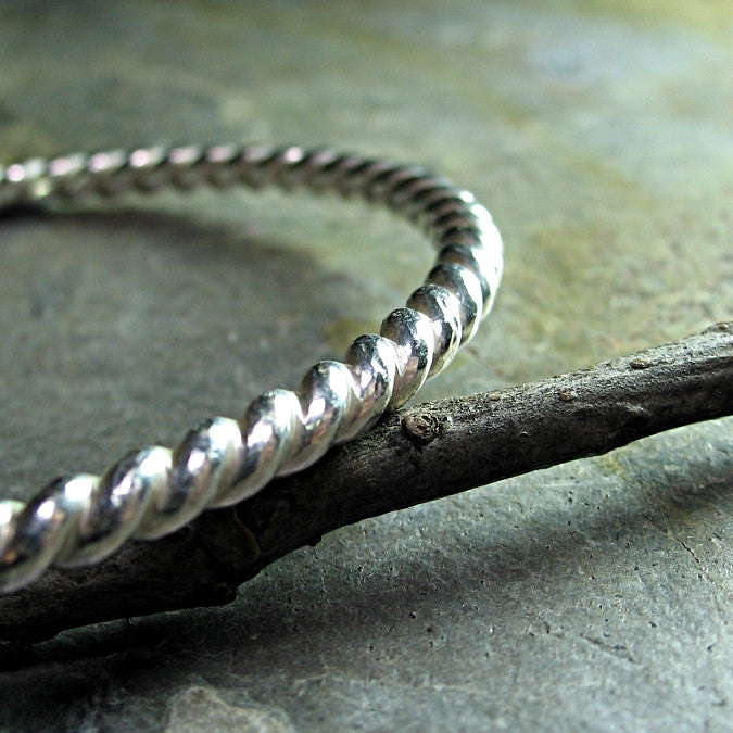 【まとめ／CHTY】FLAT BANGLE by Silver 925 Bracelet | Flat Twisted Bangle Sterling Silver | Susan