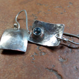 Pink Garnet or Blue Topaz Sterling Silver Dangles - Raspberry Ice and Glacier Blues
