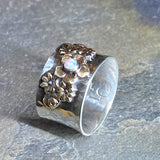 Summer Memories Sterling Silver Flower Bouquet Ring with Opal, CZ or Diamond