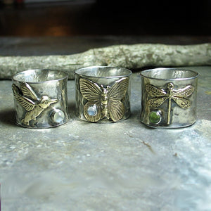 Sterling Silver Hummingbird Ring with Choice of stone