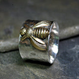 Bee Ring Wide Band Sterling Silver - Queen of Bees