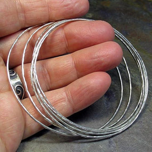 Sterling Silver Hammered Bangle - 1 Skinny Bangle at a Time