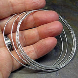 Sterling Silver Hammered Bangle - 1 Skinny Bangle at a Time