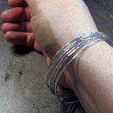 Sterling Silver Hammered Bangle - 1 Skinny Bangle at a Time