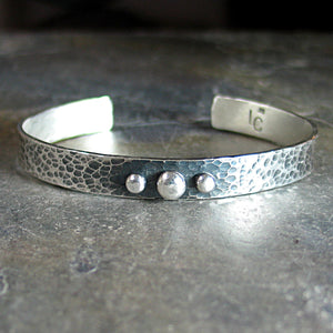 Sterling Silver  Zen Cuff - Three Pebbles