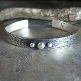 Sterling Silver  Zen Cuff - Three Pebbles