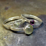 Hammered Sterling Silver Stacking Rings - Dew on a Flower