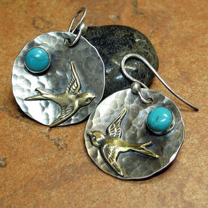 Hammered Sterling Silver Earrings - Across the Turquoise Sky