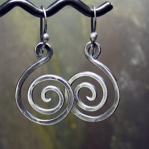 Sterling Silver Spiral Earrings - Antique Silver Swirls