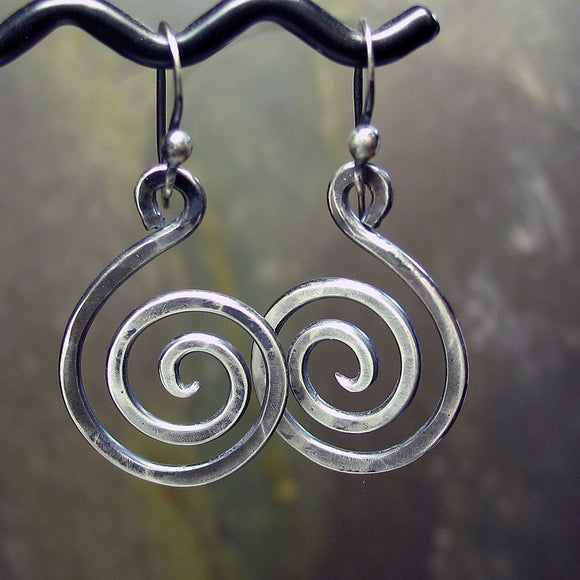 Sterling Silver Spiral Earrings - Antique Silver Swirls