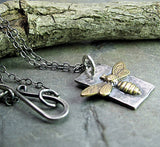 Bee Pendant in Sterling Silver with Brass Bee - Bee My Honey
