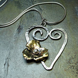 Handmade Sterling Silver Heart Pendant - Blooming Heart - SOLD