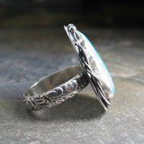 Handmade Turquoise Ring, sterling silver, one of a kind stone, artisan setting made to order - Summer Blues