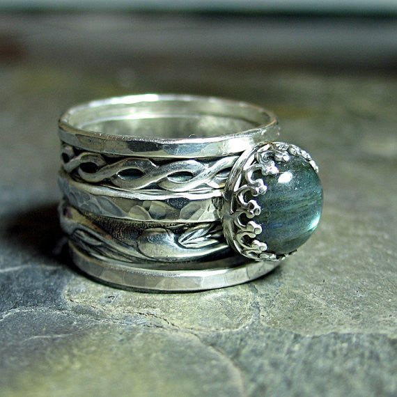 Labradorite Stacking Ring Labradorite stacking ring set - Castle Keep – Lavender Cottage Jewelry