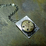 Sand Dollar Pendant in sterling silver and brass - Day at the Beach