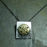 Sand Dollar Pendant in sterling silver and brass - Day at the Beach
