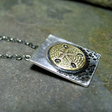Sand Dollar Pendant in sterling silver and brass - Day at the Beach