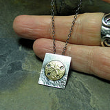 Sand Dollar Pendant in sterling silver and brass - Day at the Beach