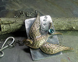 Sterling silver bird pendant with Apatite gemstone - Dream