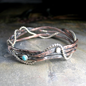 Rustic Copper Bangle - Entwined