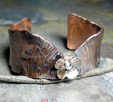 Hammered Copper Cuff - Flower of the Forest