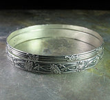 Sterling Silver Pattern Wire Bangle Set of 2 - Garden Gate