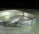 Sterling Silver Pattern Wire Bangle Set of 2 - Garden Gate