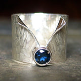 Large Sapphire ring in sterling silver - Mood Indigo