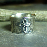 Infinity Cross - Sterling silver wide band ring with cross