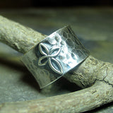Infinity Cross - Sterling silver wide band ring with cross