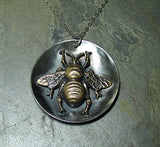 Bumble Bee Pendant Sterling Silver and Brass - The Garden Bee