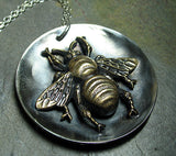 Bumble Bee Pendant Sterling Silver and Brass - The Garden Bee