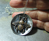 Bumble Bee Pendant Sterling Silver and Brass - The Garden Bee