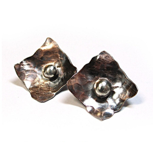 Rustic copper stud earrings - Modern Relic Posts or Dangles