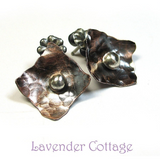 Rustic copper stud earrings - Modern Relic Posts or Dangles