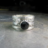 Sterling Silver Stacking Rings Set of Four - Summerlight Night Magic