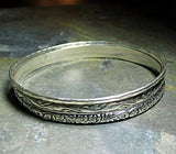Pattern Wire Bangles in Sterling Silver set of 3 - Noveau Romance