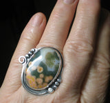 Ocean Jasper Ring Handmade Sterling Silver - Waterlights
